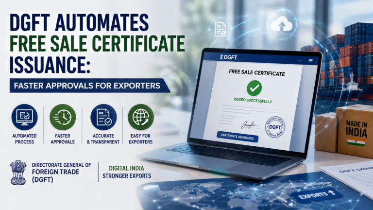 DGFT Automates Free Sale Certificate Issuance: Faster Approvals for Exporters